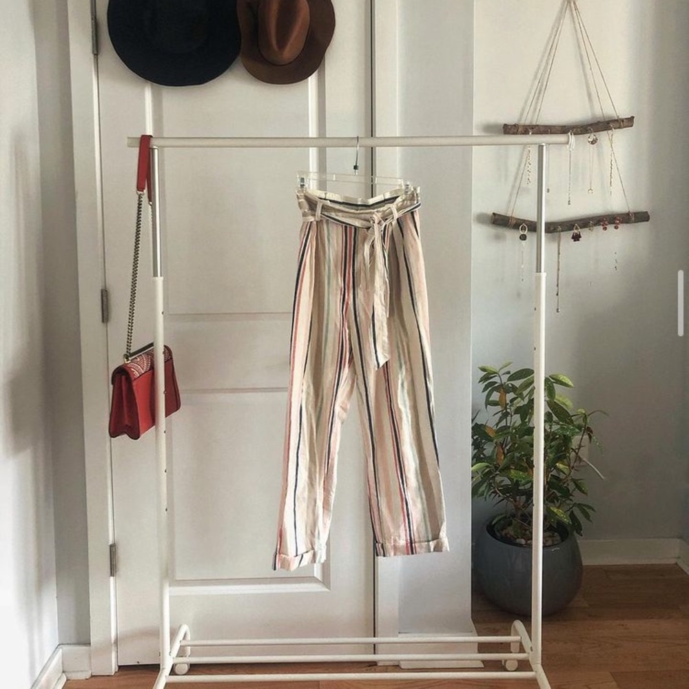 Striped high-waisted pants